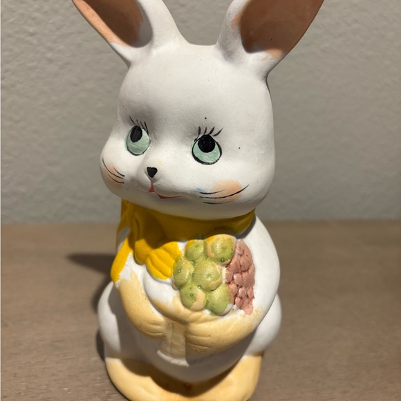 White and Yellow Bunny Piggy Bank with Upright Ears - Picture 2 of 4